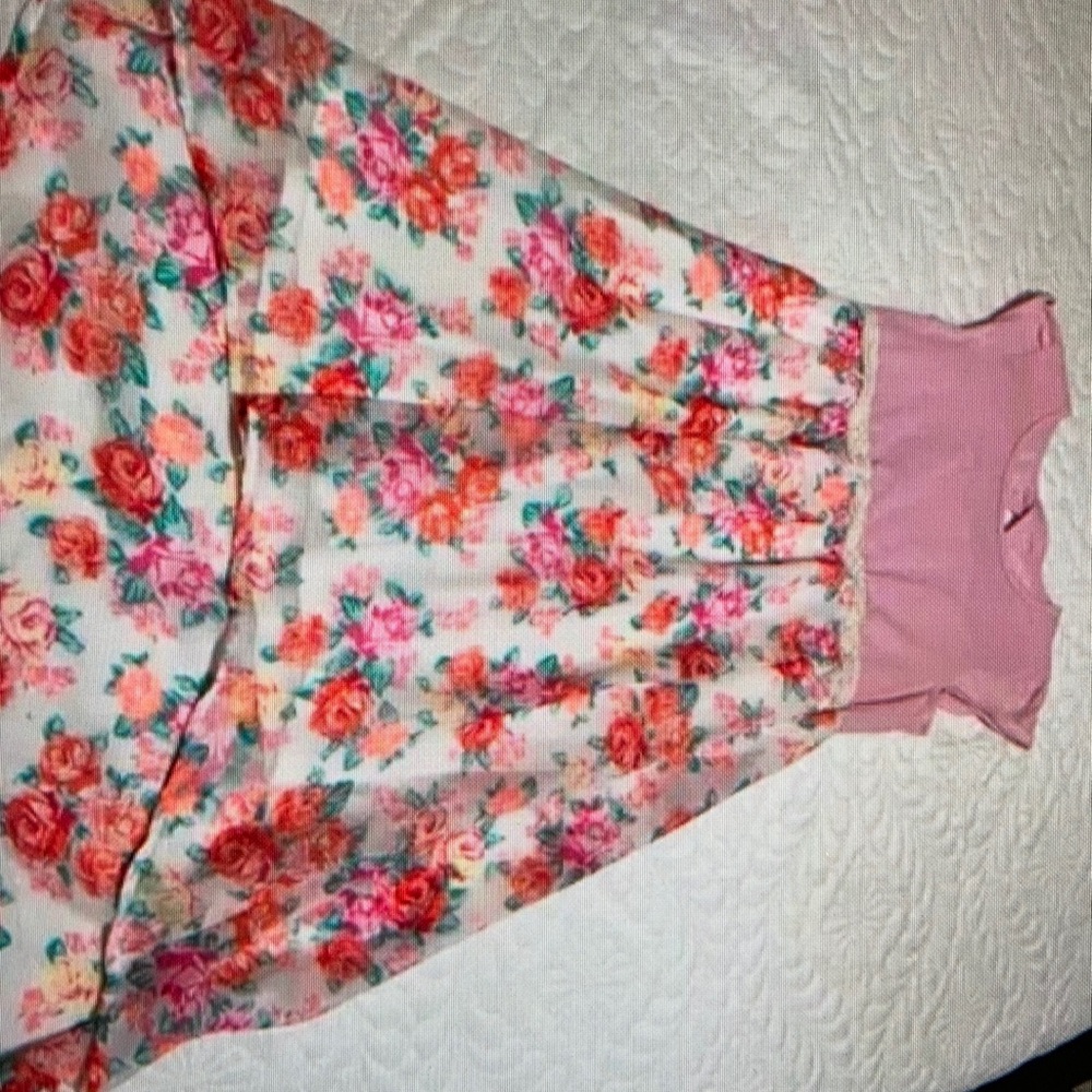 Charming kids dress features a delightful floral pattern